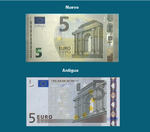 Ojo! Los billetes de 5 euros cambian de forma y color para ser más seguros